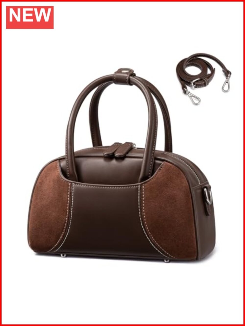 Small Vegan Leather Hobo Crossbody Bag with Detachable Strap